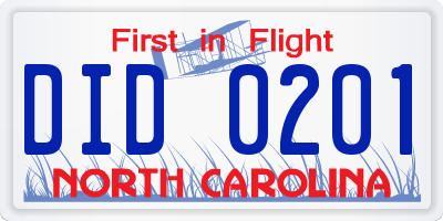 NC license plate DID0201