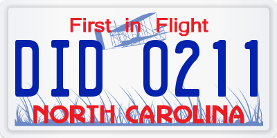NC license plate DID0211