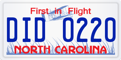 NC license plate DID0220