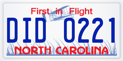 NC license plate DID0221