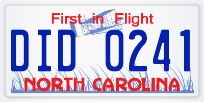 NC license plate DID0241