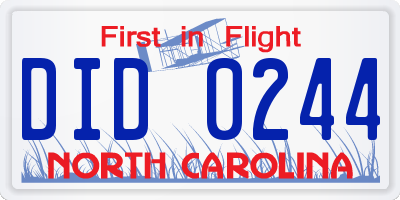 NC license plate DID0244