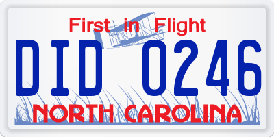 NC license plate DID0246