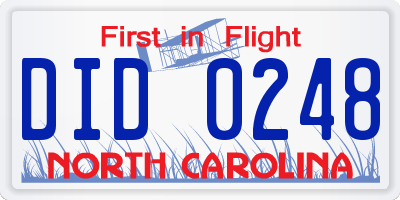 NC license plate DID0248