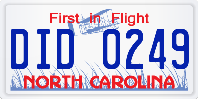 NC license plate DID0249