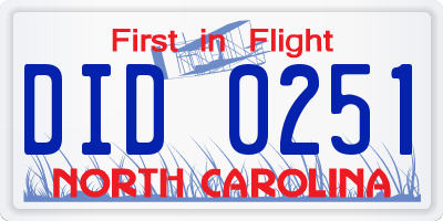 NC license plate DID0251