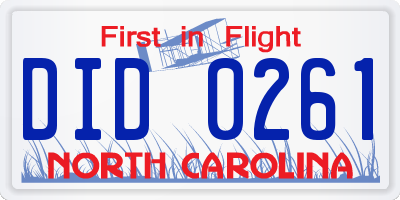 NC license plate DID0261