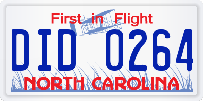 NC license plate DID0264