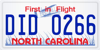NC license plate DID0266