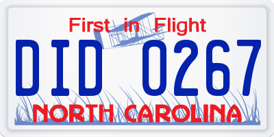 NC license plate DID0267