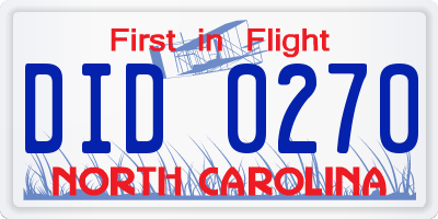 NC license plate DID0270