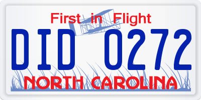 NC license plate DID0272