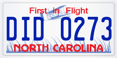 NC license plate DID0273