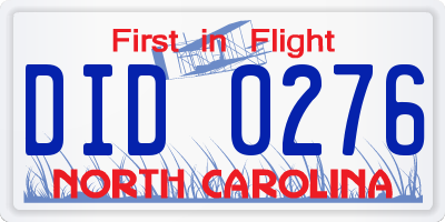 NC license plate DID0276