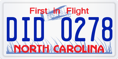 NC license plate DID0278