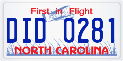 NC license plate DID0281