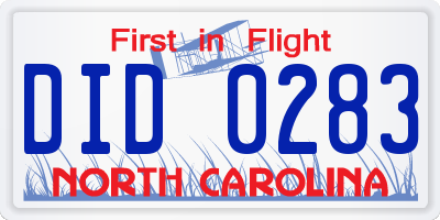 NC license plate DID0283