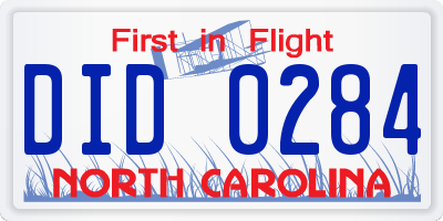 NC license plate DID0284
