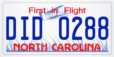 NC license plate DID0288