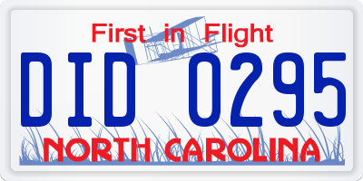 NC license plate DID0295