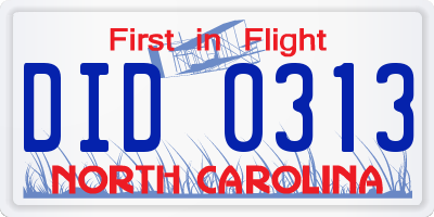 NC license plate DID0313