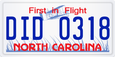 NC license plate DID0318