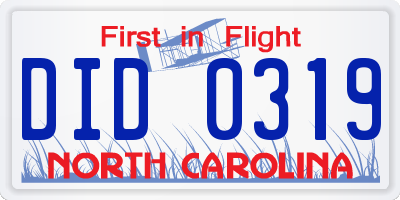 NC license plate DID0319