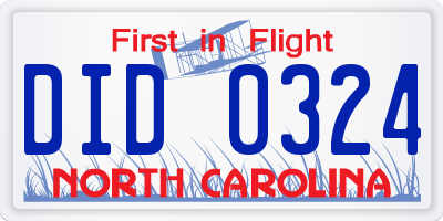 NC license plate DID0324