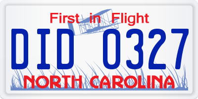 NC license plate DID0327