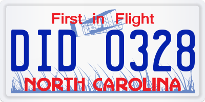 NC license plate DID0328