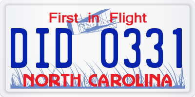 NC license plate DID0331