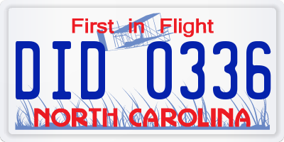 NC license plate DID0336