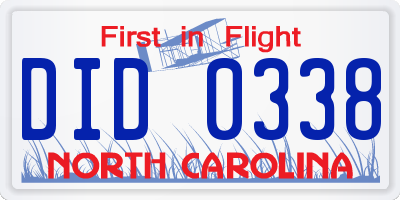 NC license plate DID0338
