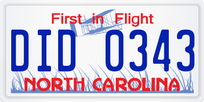 NC license plate DID0343