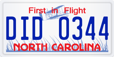 NC license plate DID0344