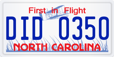NC license plate DID0350