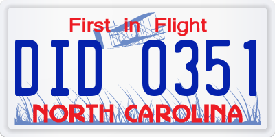 NC license plate DID0351