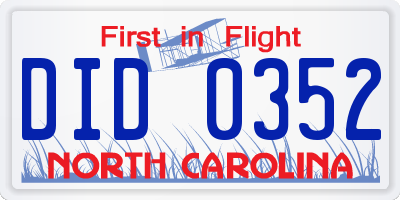 NC license plate DID0352
