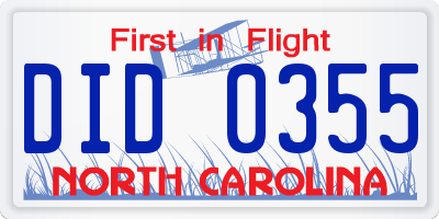 NC license plate DID0355