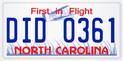 NC license plate DID0361