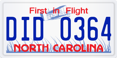 NC license plate DID0364