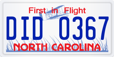 NC license plate DID0367