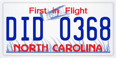 NC license plate DID0368