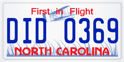 NC license plate DID0369