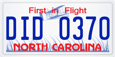 NC license plate DID0370