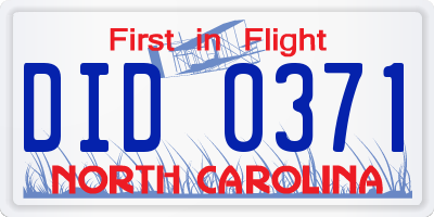 NC license plate DID0371