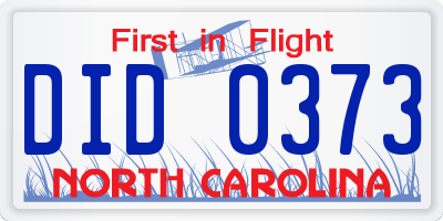 NC license plate DID0373