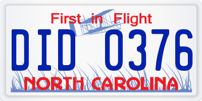 NC license plate DID0376