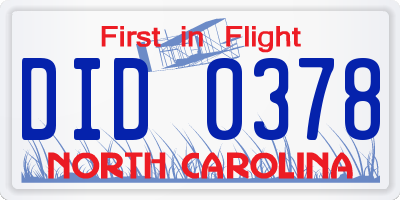 NC license plate DID0378