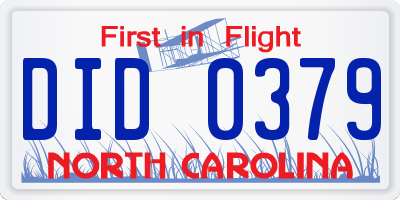 NC license plate DID0379